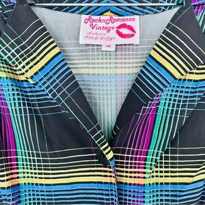Rock n Romance 50s Charlene Neon Check Dress US Size 14